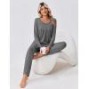 Ekouaer Pajamas for Women Set Soft 2 Piece Pjs Long Sleeve Sleep Set Loungewear With Pocket(M.grey)