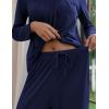 Ekouaer Pajamas for Women Set Soft 2 Piece Pjs Long Sleeve Sleep Set Loungewear With Pocket(Navy Blue)
