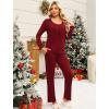 Ekouaer Pajamas for Women Set Soft 2 Piece Pjs Long Sleeve Sleep Set Loungewear With Pocket(Wine Red)