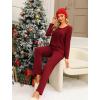 Ekouaer Pajamas for Women Set Soft 2 Piece Pjs Long Sleeve Sleep Set Loungewear With Pocket(Wine Red)
