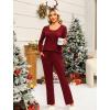 Ekouaer Pajamas for Women Set Soft 2 Piece Pjs Long Sleeve Sleep Set Loungewear With Pocket(Wine Red)