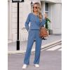 Ekouaer Waffle Knit Pajamas for Women Set Long Sleeve Pants Pj Henley Tops Lounge Sets Comfy Sleepwear with Pockets(Blue)