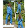 Ekouaer Waffle Knit Pajamas for Women Set Long Sleeve Pants Pj Henley Tops Lounge Sets Comfy Sleepwear with Pockets(Blue)