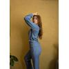 Ekouaer Waffle Knit Pajamas for Women Set Long Sleeve Pants Pj Henley Tops Lounge Sets Comfy Sleepwear with Pockets(Blue)