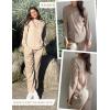 Ekouaer Waffle Knit Pajamas for Women Set Long Sleeve Pants Pj Henley Tops Lounge Sets Comfy Sleepwear with Pockets(Khaki)