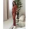 Ekouaer Waffle Knit Pajamas for Women Set Long Sleeve Pants Pj Henley Tops Lounge Sets Comfy Sleepwear with Pockets(Rusty Red)