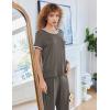 Ekouaer Women Lounge Pajamas Sets Ribbed Knit PJ Short Sleeve and Long Pajama Pant Soft 2 Piece Sleepwear Loungwear Set(Charcoal Grey)