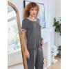 Ekouaer Women Lounge Pajamas Sets Ribbed Knit PJ Short Sleeve and Long Pajama Pant Soft 2 Piece Sleepwear Loungwear Set(Dark Gray)