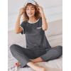 Ekouaer Women Lounge Pajamas Sets Ribbed Knit PJ Short Sleeve and Long Pajama Pant Soft 2 Piece Sleepwear Loungwear Set(Dark Gray)