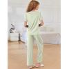 Ekouaer Women Lounge Pajamas Sets Ribbed Knit PJ Short Sleeve and Long Pajama Pant Soft 2 Piece Sleepwear Loungwear Set(Light Green)