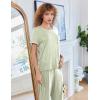 Ekouaer Women Lounge Pajamas Sets Ribbed Knit PJ Short Sleeve and Long Pajama Pant Soft 2 Piece Sleepwear Loungwear Set(Light Green)