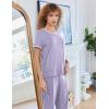 Ekouaer Women Lounge Pajamas Sets Ribbed Knit PJ Short Sleeve and Long Pajama Pant Soft 2 Piece Sleepwear Loungwear Set(Lilac)