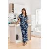 Ekouaer Women Pajamas Set Short Sleeve Button Down Sleepwear Soft Pjs Loungewear Pants Set S-XXL(Navy/ Blue Leaf)