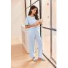 Ekouaer Women Waffle Knit Lounge Sets Short Sleeve Top and Long Pant Pajama Set Loungewear 2 Piece Pjs Set with Pockets(03 Sky Blue)