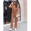 Ekouaer Women Waffle Knit Lounge Sets Short Sleeve Top and Long Pant Pajama Set Loungewear 2 Piece Pjs Set with Pockets(Caramel)