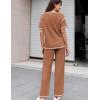Ekouaer Women Waffle Knit Lounge Sets Short Sleeve Top and Long Pant Pajama Set Loungewear 2 Piece Pjs Set with Pockets(Caramel)