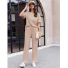 Ekouaer Women Waffle Knit Lounge Sets Short Sleeve Top and Long Pant Pajama Set Loungewear 2 Piece Pjs Set with Pockets(Champagne)