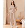 Ekouaer Women Waffle Knit Lounge Sets Short Sleeve Top and Long Pant Pajama Set Loungewear 2 Piece Pjs Set with Pockets(Champagne)