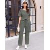 Ekouaer Women Waffle Knit Lounge Sets Short Sleeve Top and Long Pant Pajama Set Loungewear 2 Piece Pjs Set with Pockets(Dark Grey)