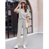 Ekouaer Women Waffle Knit Lounge Sets Short Sleeve Top and Long Pant Pajama Set Loungewear 2 Piece Pjs Set with Pockets(Grey)