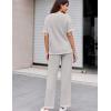 Ekouaer Women Waffle Knit Lounge Sets Short Sleeve Top and Long Pant Pajama Set Loungewear 2 Piece Pjs Set with Pockets(Grey)