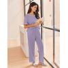 Ekouaer Women Waffle Knit Lounge Sets Short Sleeve Top and Long Pant Pajama Set Loungewear 2 Piece Pjs Set with Pockets(Lavender)