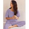 Ekouaer Women Waffle Knit Lounge Sets Short Sleeve Top and Long Pant Pajama Set Loungewear 2 Piece Pjs Set with Pockets(Lavender)