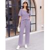 Ekouaer Women Waffle Knit Lounge Sets Short Sleeve Top and Long Pant Pajama Set Loungewear 2 Piece Pjs Set with Pockets(Lavender)