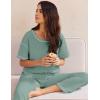 Ekouaer Women Waffle Knit Lounge Sets Short Sleeve Top and Long Pant Pajama Set Loungewear 2 Piece Pjs Set with Pockets(Light Green)