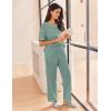Ekouaer Women Waffle Knit Lounge Sets Short Sleeve Top and Long Pant Pajama Set Loungewear 2 Piece Pjs Set with Pockets(Light Green)