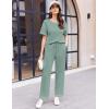 Ekouaer Women Waffle Knit Lounge Sets Short Sleeve Top and Long Pant Pajama Set Loungewear 2 Piece Pjs Set with Pockets(Light Green)