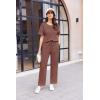 Ekouaer Women Waffle Knit Lounge Sets Short Sleeve Top and Long Pant Pajama Set Loungewear 2 Piece Pjs Set with Pockets(Red)