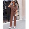 Ekouaer Women Waffle Knit Lounge Sets Short Sleeve Top and Long Pant Pajama Set Loungewear 2 Piece Pjs Set with Pockets(Red)