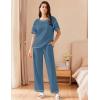 Ekouaer Women Waffle Knit Lounge Sets Short Sleeve Top and Long Pant Pajama Set Loungewear 2 Piece Pjs Set with Pockets(Sky Blue)