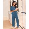 Ekouaer Women Waffle Knit Lounge Sets Short Sleeve Top and Long Pant Pajama Set Loungewear 2 Piece Pjs Set with Pockets(Sky Blue)