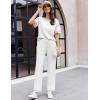 Ekouaer Women Waffle Knit Lounge Sets Short Sleeve Top and Long Pant Pajama Set Loungewear 2 Piece Pjs Set with Pockets(White)