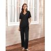 Ekouaer Women’s 2 Piece Lounge Set Casual Summer Outfits Ribbed Short Sleeve & Wide Leg Pants Matching Set for Travel Home(Black)