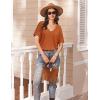 Ekouaer Women’s 2 Piece Lounge Set Casual Summer Outfits Ribbed Short Sleeve & Wide Leg Pants Matching Set for Travel Home(Brick Red)