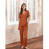 Ekouaer Women’s 2 Piece Lounge Set Casual Summer Outfits Ribbed Short Sleeve & Wide Leg Pants Matching Set for Travel Home(Brick Red)