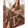 Ekouaer Women’s 2 Piece Lounge Set Casual Summer Outfits Ribbed Short Sleeve & Wide Leg Pants Matching Set for Travel Home(Brown)