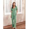 Ekouaer Women’s 2 Piece Lounge Set Casual Summer Outfits Ribbed Short Sleeve & Wide Leg Pants Matching Set for Travel Home(Green)