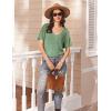 Ekouaer Women’s 2 Piece Lounge Set Casual Summer Outfits Ribbed Short Sleeve & Wide Leg Pants Matching Set for Travel Home(Green)