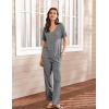 Ekouaer Women’s 2 Piece Lounge Set Casual Summer Outfits Ribbed Short Sleeve & Wide Leg Pants Matching Set for Travel Home(Grey)