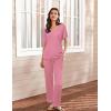 Ekouaer Women’s 2 Piece Lounge Set Casual Summer Outfits Ribbed Short Sleeve & Wide Leg Pants Matching Set for Travel Home(Hot Pink)