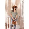 Ekouaer Women’s 2 Piece Lounge Set Casual Summer Outfits Ribbed Short Sleeve & Wide Leg Pants Matching Set for Travel Home(Khaki)