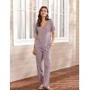 Ekouaer Women’s 2 Piece Lounge Set Casual Summer Outfits Ribbed Short Sleeve & Wide Leg Pants Matching Set for Travel Home(Lilac)