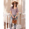 Ekouaer Women’s 2 Piece Lounge Set Casual Summer Outfits Ribbed Short Sleeve & Wide Leg Pants Matching Set for Travel Home(Lilac)