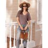 Ekouaer Women’s 2 Piece Lounge Set Casual Summer Outfits Ribbed Short Sleeve & Wide Leg Pants Matching Set for Travel Home(Wine Red)