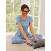 Ekouaer Women’s 2 Piece Lounge Sets Short Sleeve Pajama Set Ribbed Knit Crop Top Wide Leg Pants Loungewear S-XXL(Light Blue)
