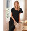 Ekouaer Womens Cotton Pajamas Sets Short Sleeve Tops and Capri Pants Sleepwear Loungewear with Pockets(Black)
